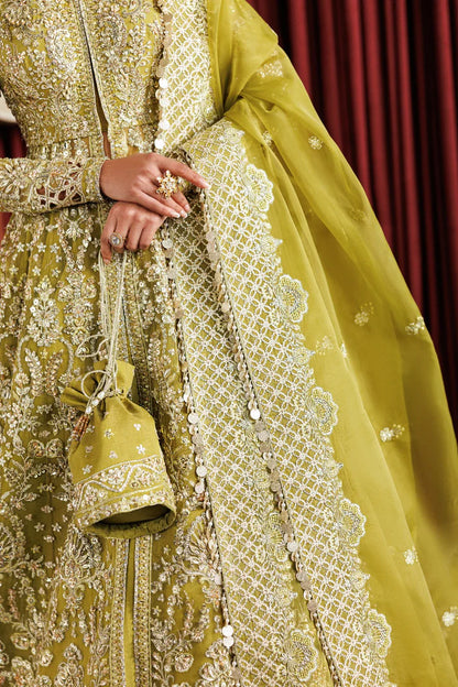 Shop elegant organza embroidered lehenga with hand embellished panels, sleeves & dupatta. Includes matt raw silk lehenga and inner fabric.