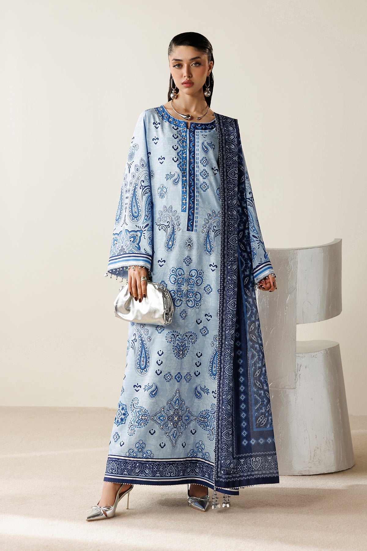 Jazmin OR26-D02 raw silk formal with printed tissue silk dupatta