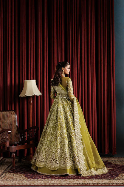 Shop elegant organza embroidered lehenga with hand embellished panels, sleeves & dupatta. Includes matt raw silk lehenga and inner fabric.