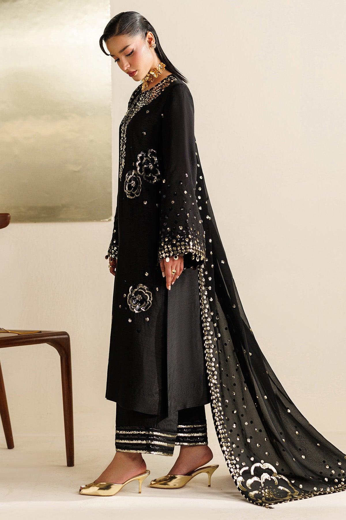 Embroidered raw silk UR-7065 by Jazmin – Pakistani party wear