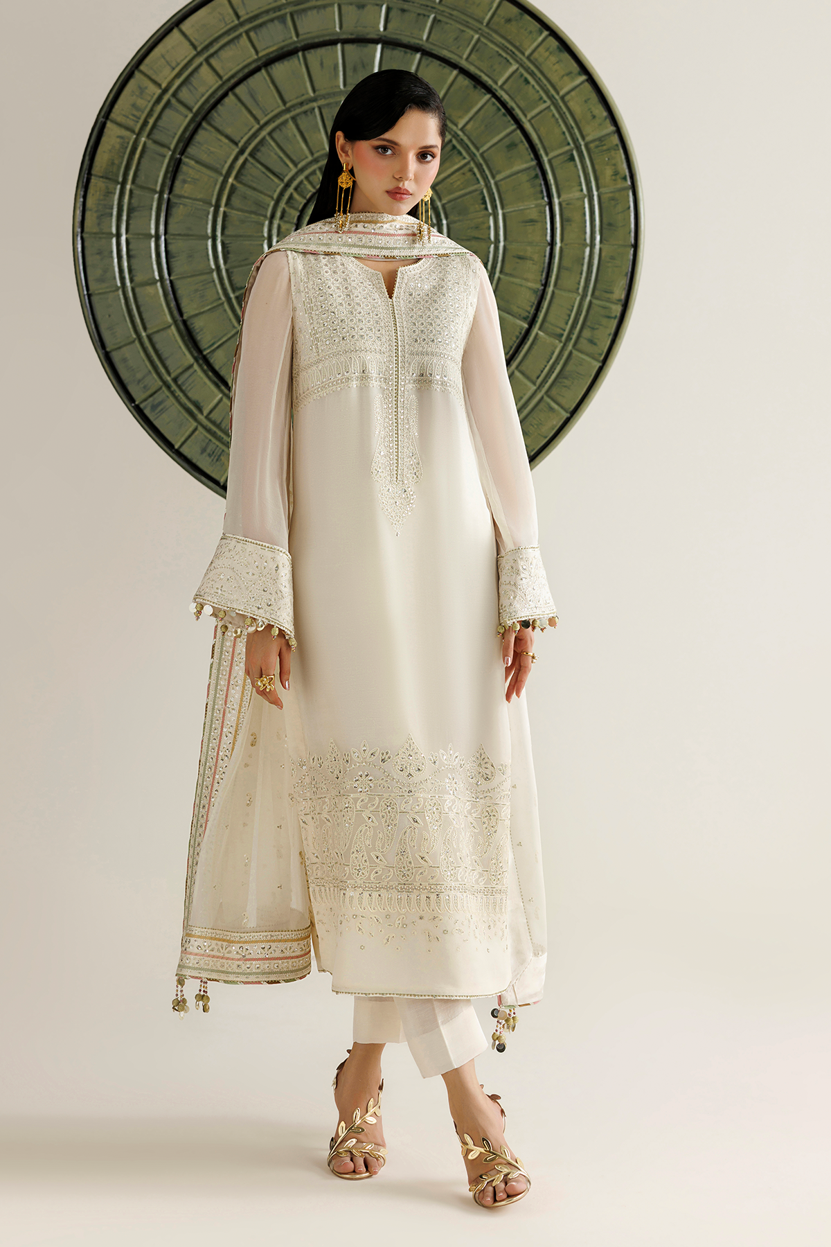 Jazmin UC-3135 chiffon formal with embroidered chiffon dupatta
