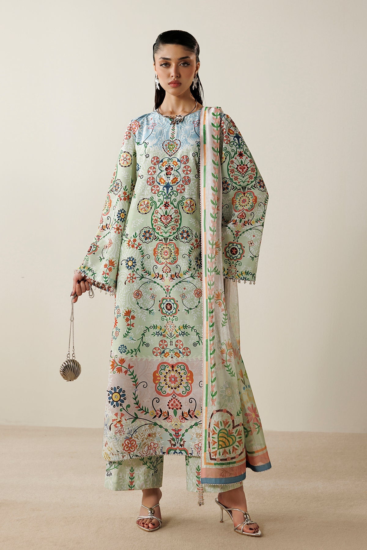 Jazmin OR26-D10 raw silk formal with printed tissue silk dupatta