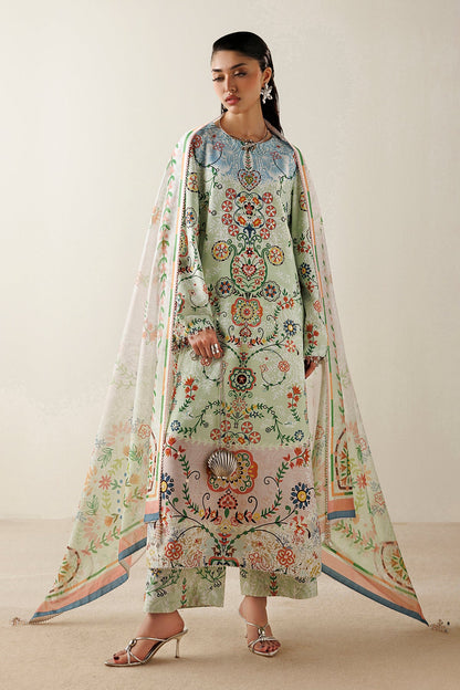 Jazmin OR26-D10 three-piece printed raw silk formal