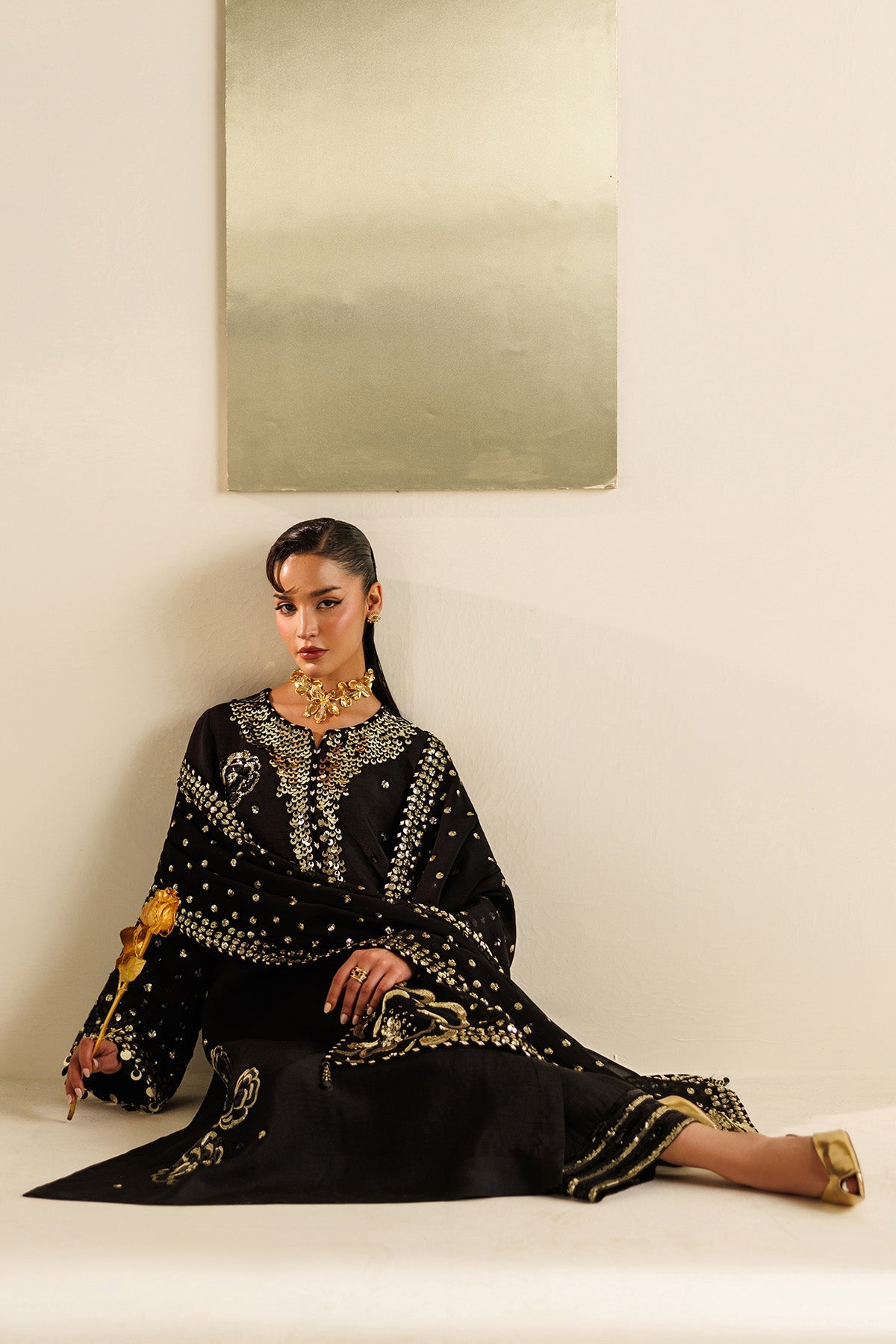 Jazmin UR-7065 raw silk formal with georgette chiffon dupatta