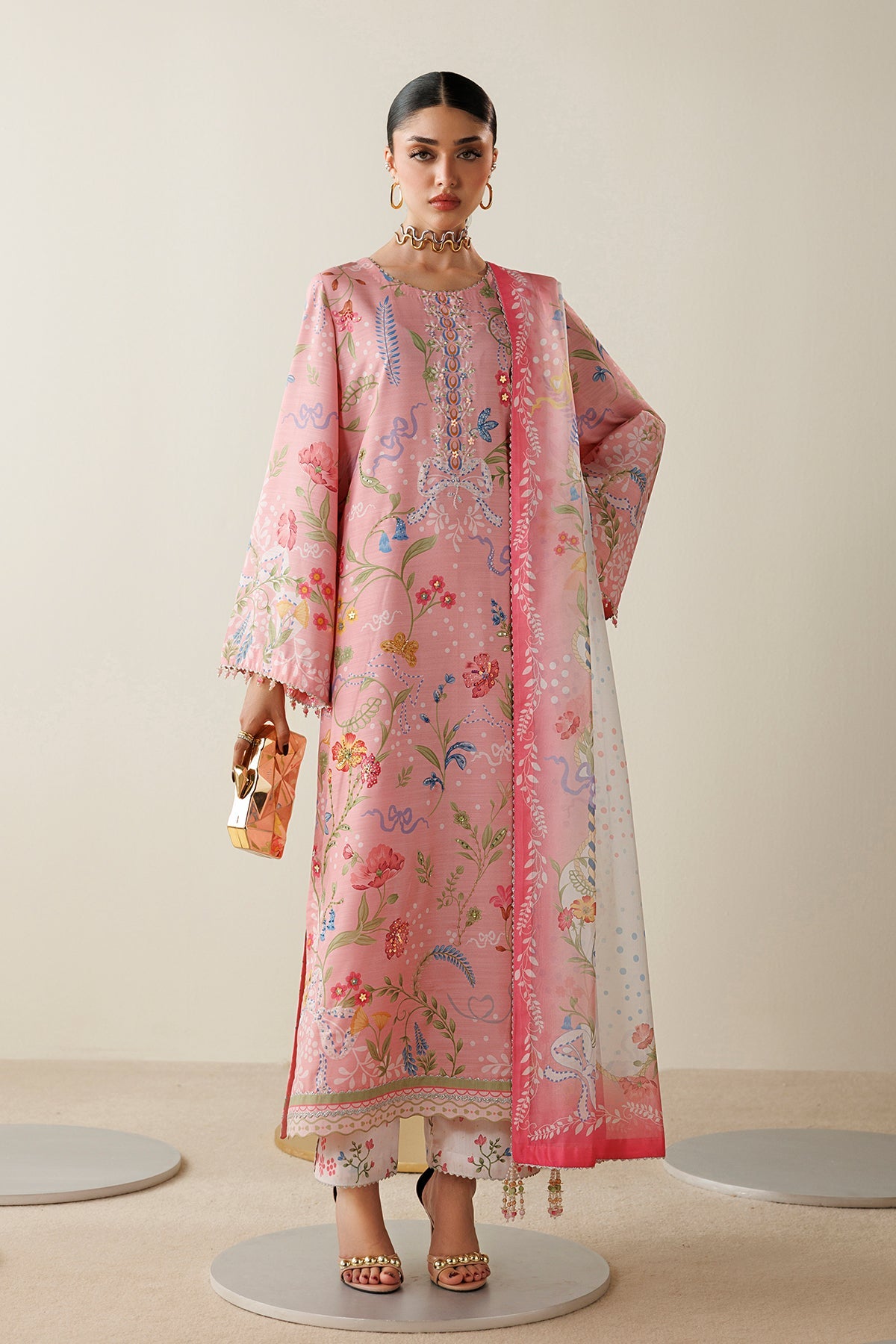 Jazmin OR26-D04 raw silk formal with printed tissue silk dupatta