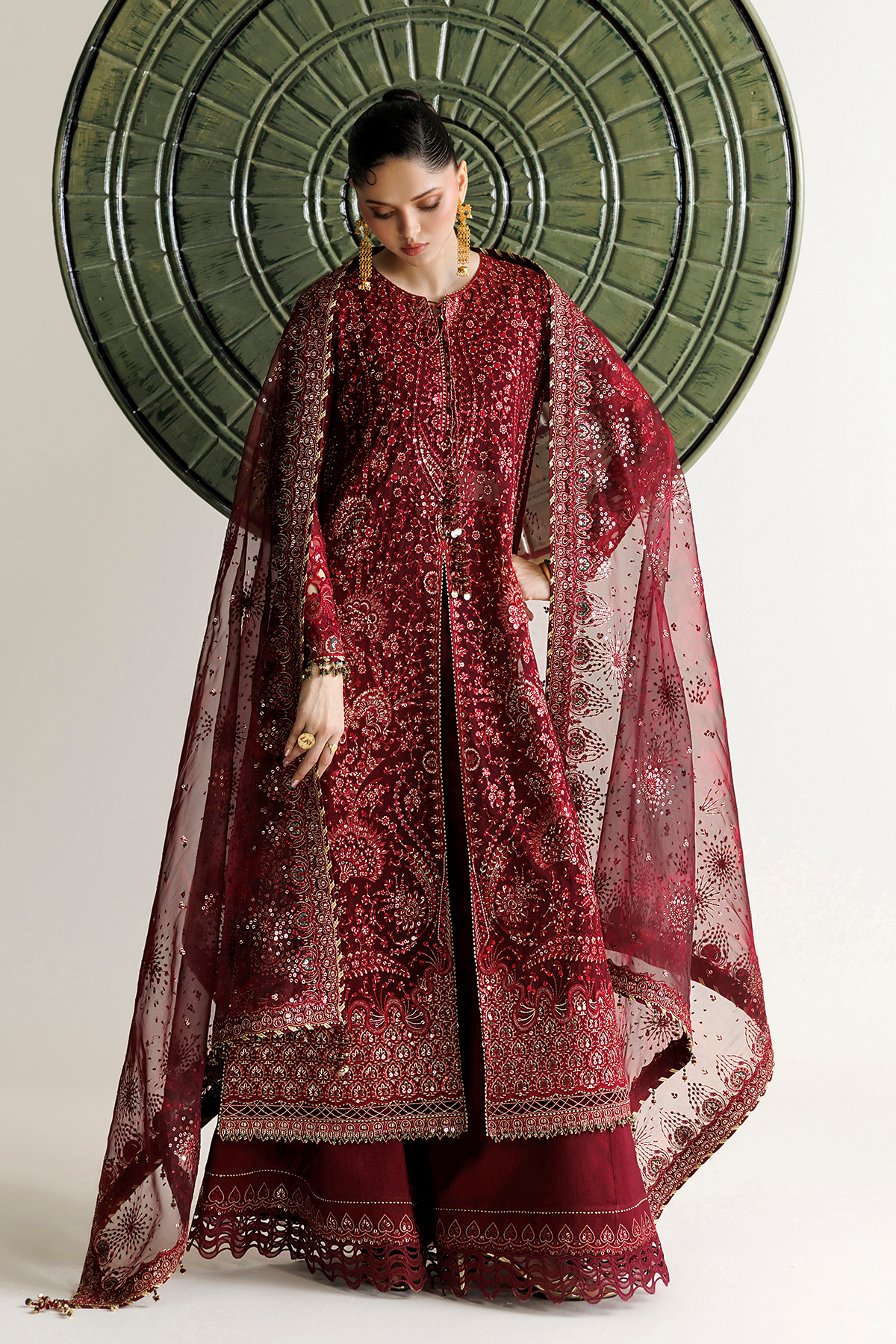 Jazmin UC-3143 chiffon formal with digital printed organza dupatta