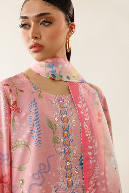 Jazmin OR26-D04 handwork printed raw silk Pakistani formal suit