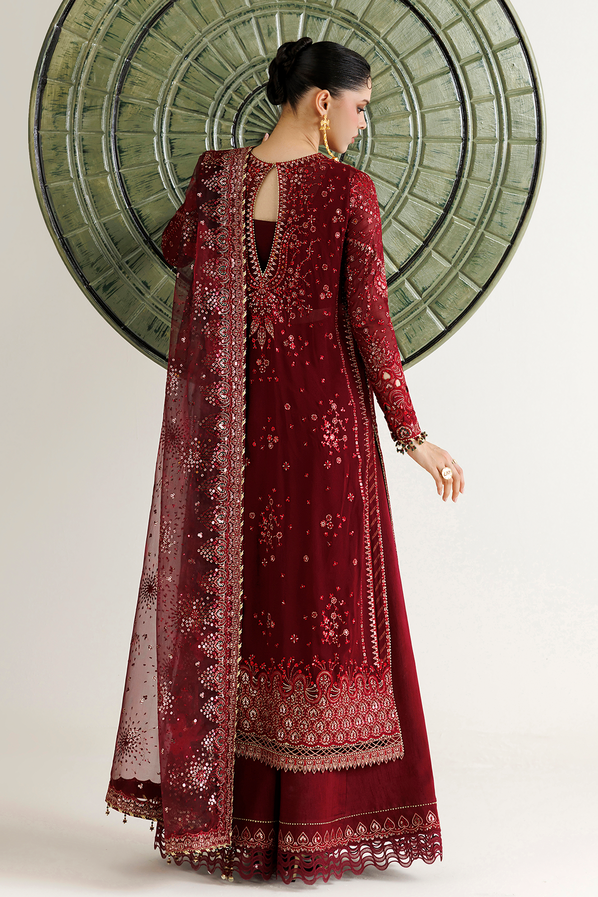 Jazmin UC-3143 three-piece chiffon formal with raw silk trouser