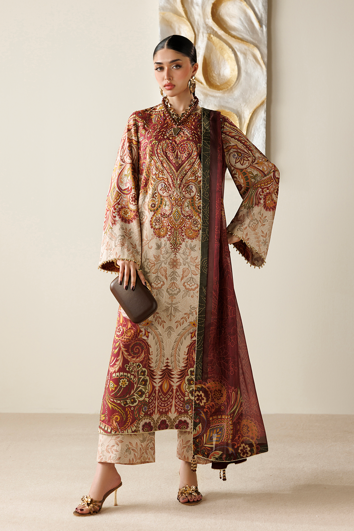 Jazmin OR26-D08 raw silk formal with printed tissue silk dupatta