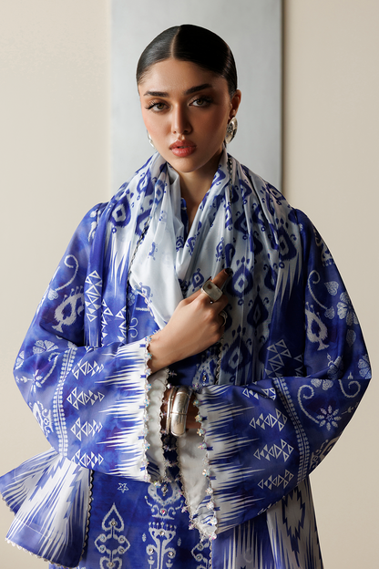 Jazmin OR26-D09 three-piece printed raw silk formal
