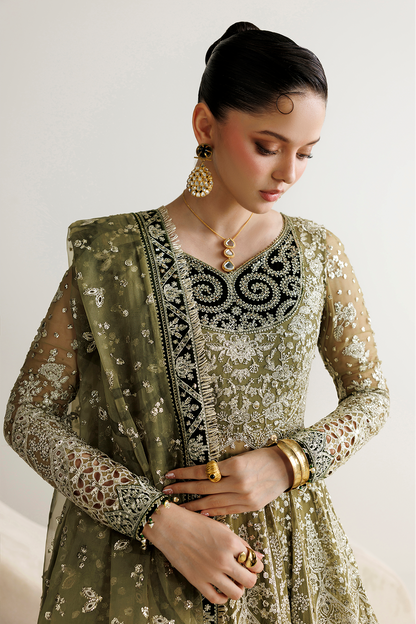Jazmin UC-3141 organza dupatta with embroidered velvet border