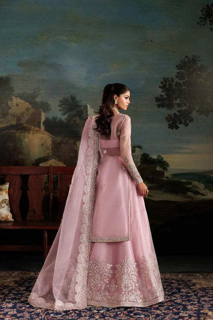 Luxury organza embroidered lehenga dress with hand embellished front, sleeves & 12 panels. Includes embroidered dupatta and 8 yards inner fabric.