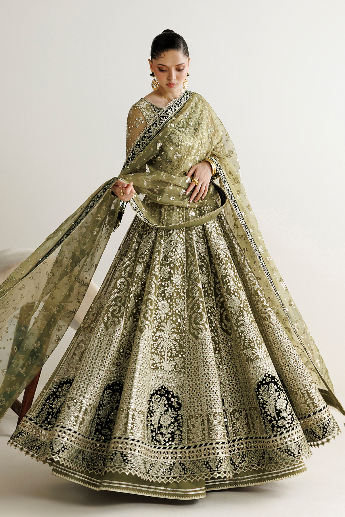 Jazmin UC-3141 chiffon formal with digital printed organza dupatta
