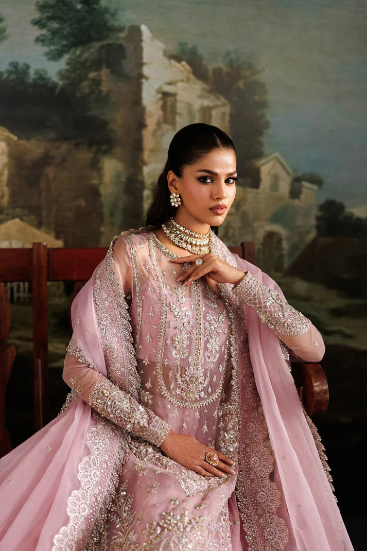 Luxury organza embroidered lehenga dress with hand embellished front, sleeves & 12 panels. Includes embroidered dupatta and 8 yards inner fabric.