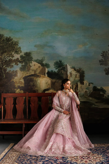 Luxury organza embroidered lehenga dress with hand embellished front, sleeves & 12 panels. Includes embroidered dupatta and 8 yards inner fabric.