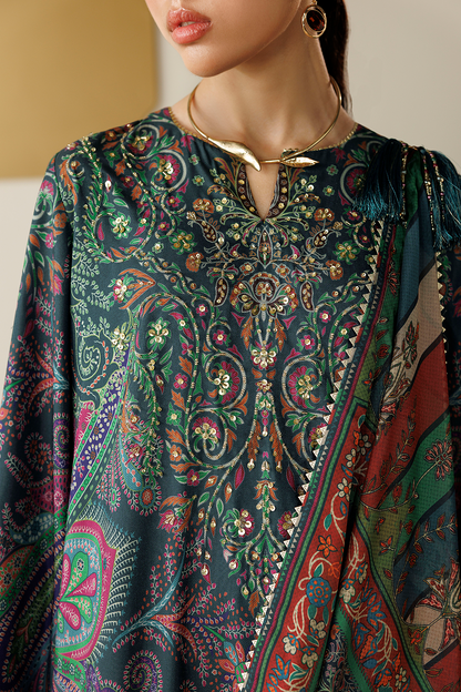 Jazmin OR26-D07 handwork printed silk Pakistani formal suit