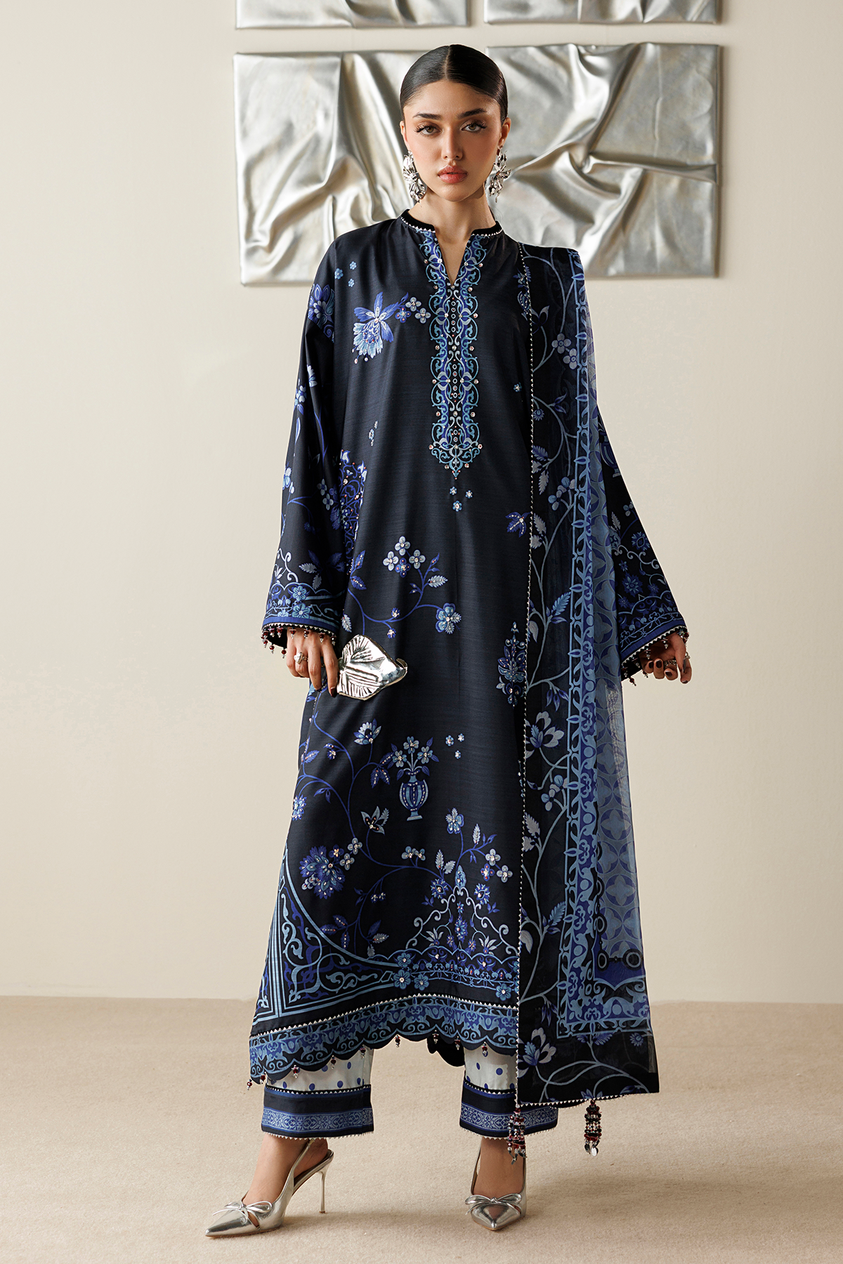 Jazmin OR26-D05 raw silk formal with printed tissue silk dupatta