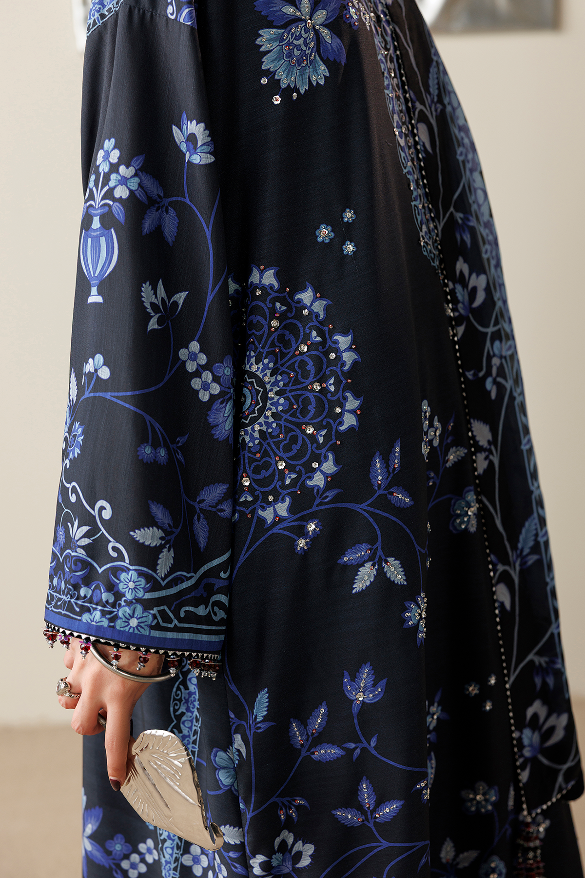 Jazmin OR26-D05 three-piece printed raw silk formal