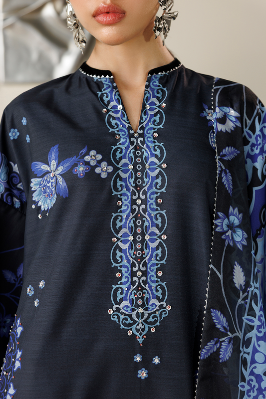 Jazmin OR26-D05 handwork printed raw silk Pakistani formal suit