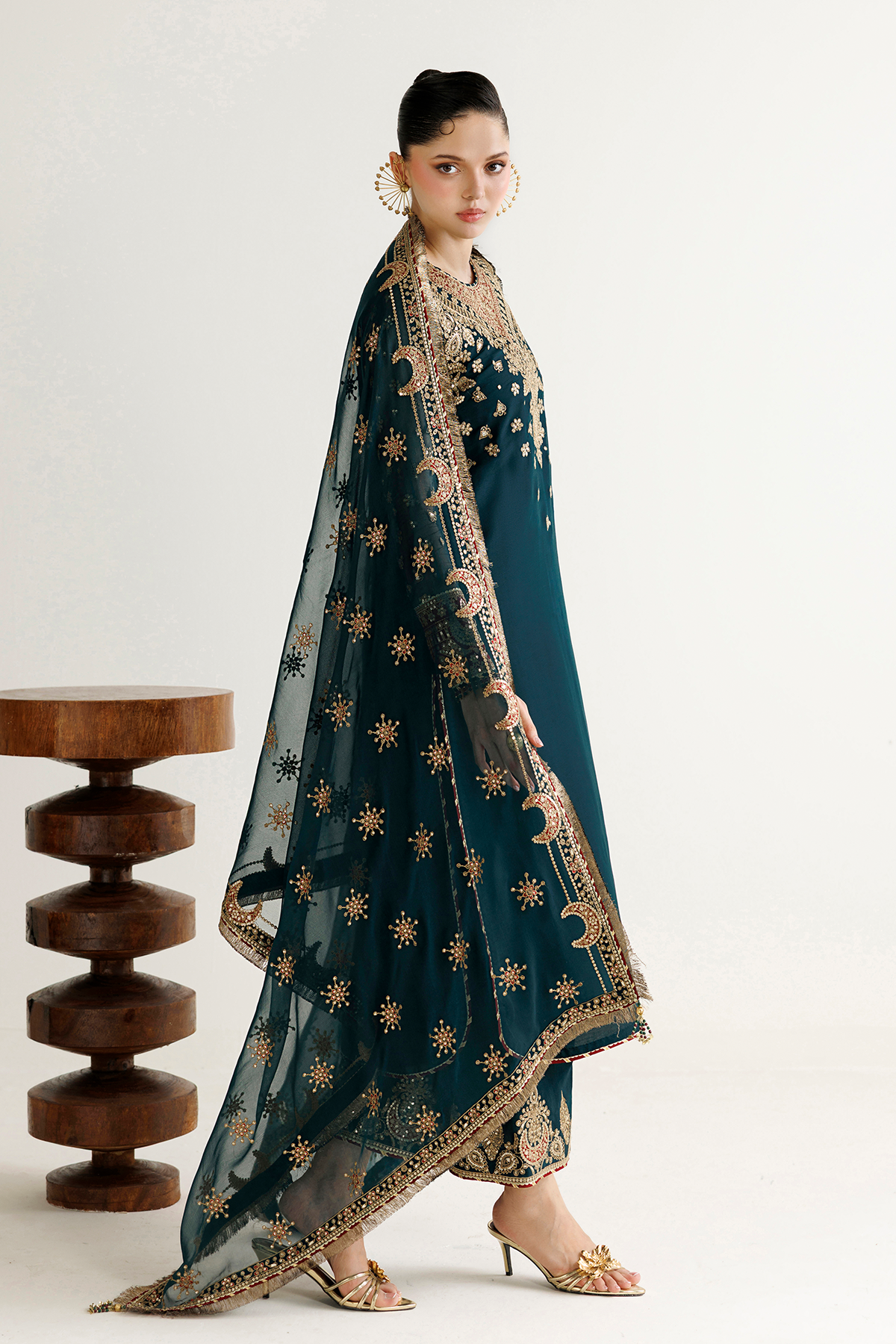 Jazmin UC-3139 chiffon formal with embroidered chiffon dupatta