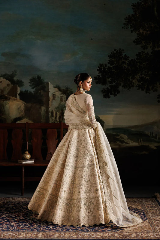 Premium organza embroidered dress with hand embellished front, sleeves & panels. Includes embroidered dupatta and 6 yards Russian grip inner fabric.