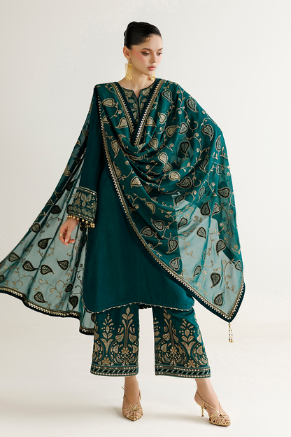 Jazmin UR-7092 embroidered Korean raw silk Pakistani formal suit