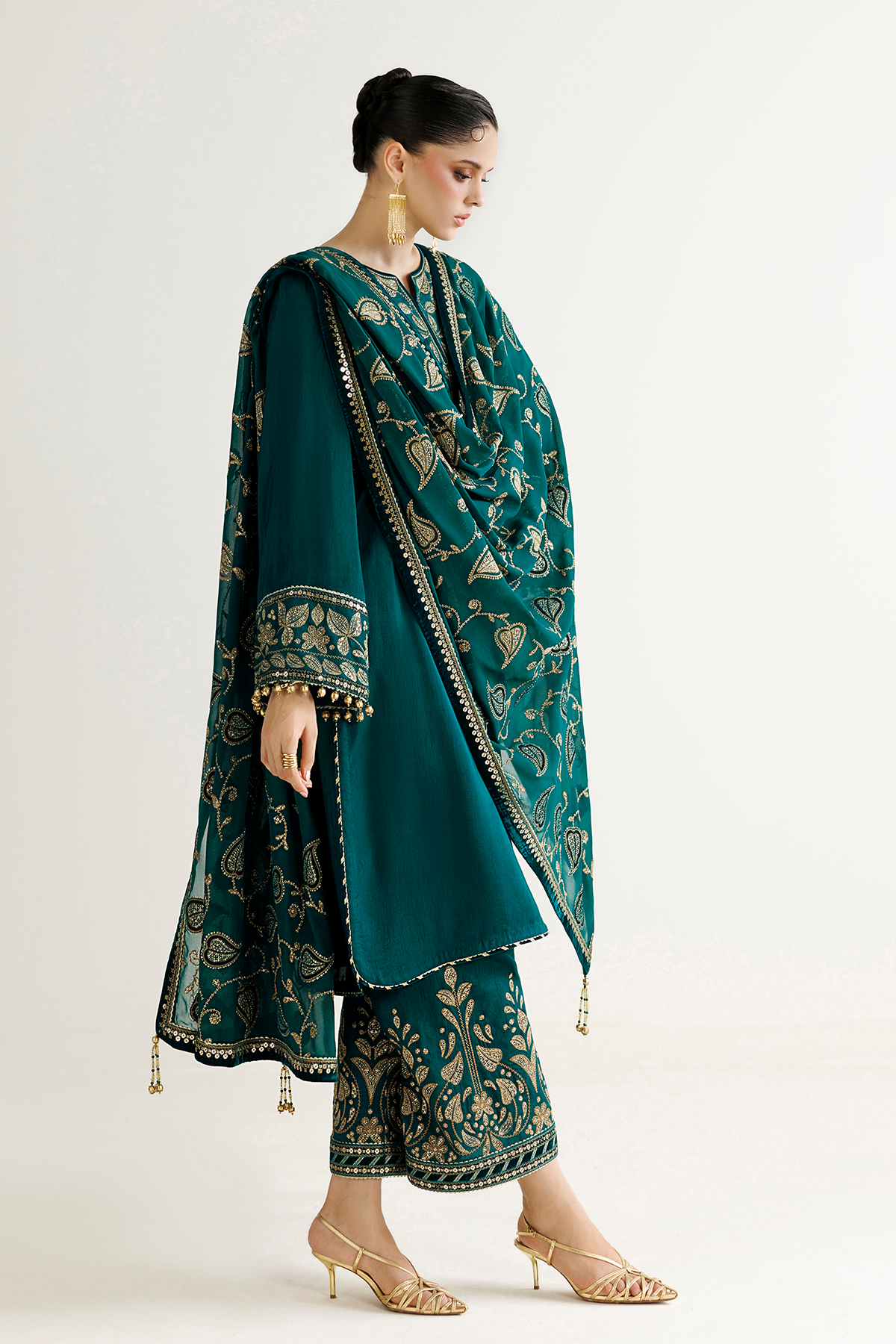 Pakistani embroidered raw silk formal UR-7092 by Jazmin