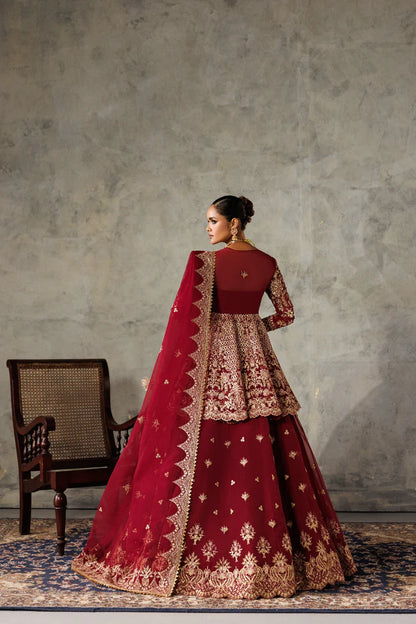 Stunning organza embroidered lehenga dress with hand embellished front, sleeves & panels. Includes dupatta, kalliyan and 8 yards inner fabric.