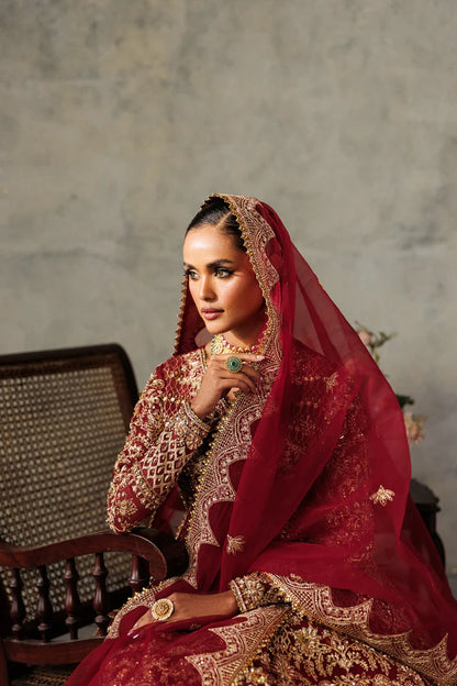 Stunning organza embroidered lehenga dress with hand embellished front, sleeves & panels. Includes dupatta, kalliyan and 8 yards inner fabric.