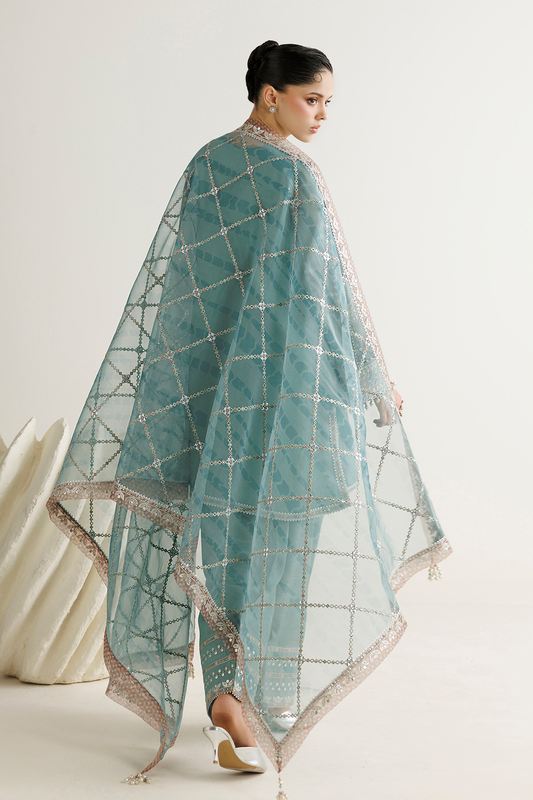 Jazmin UC-3138 chiffon formal with digital printed organza dupatta