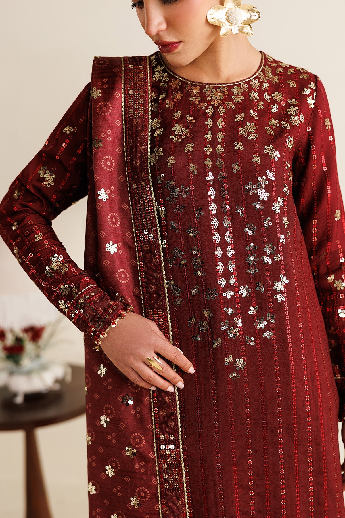 Jazmin UR-7070 three-piece Korean raw silk formal