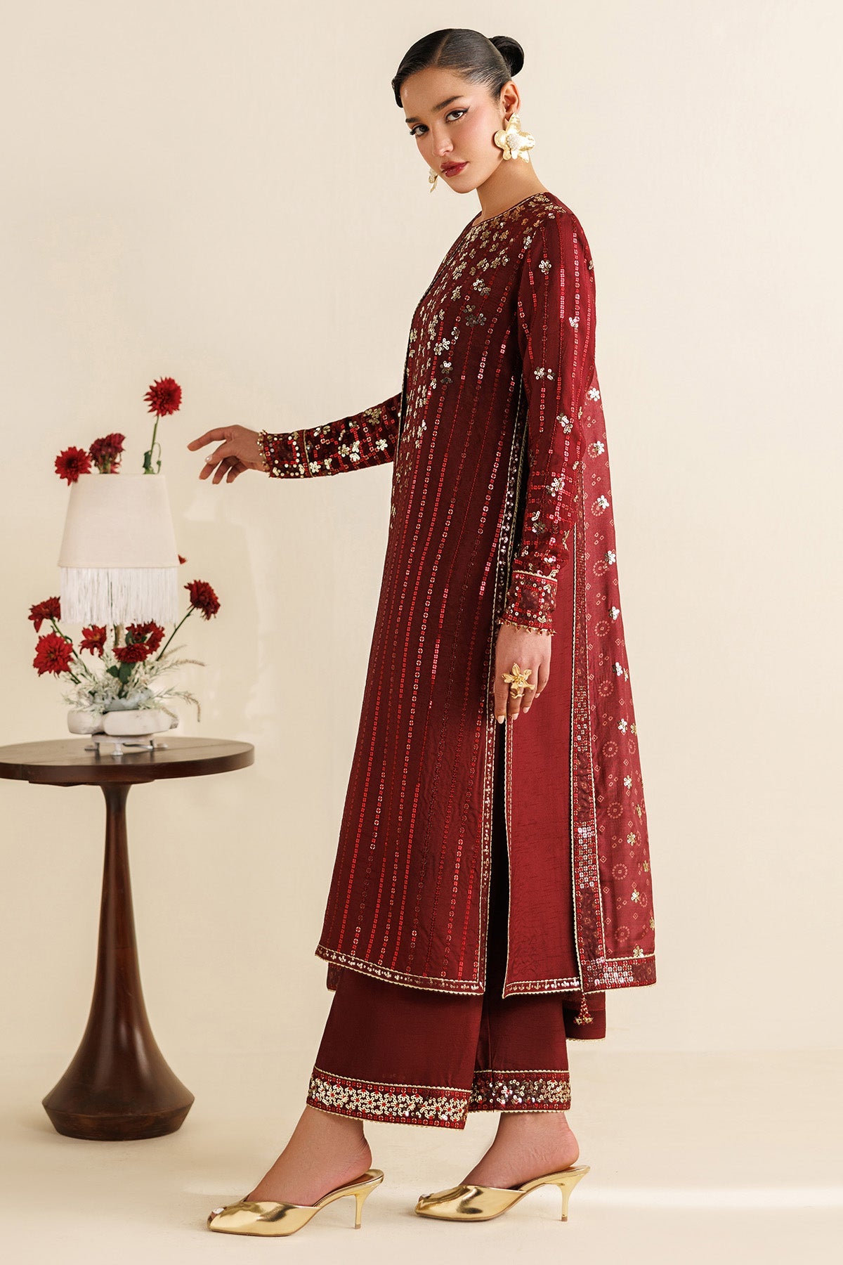 Pakistani embroidered raw silk formal UR-7070 by Jazmin