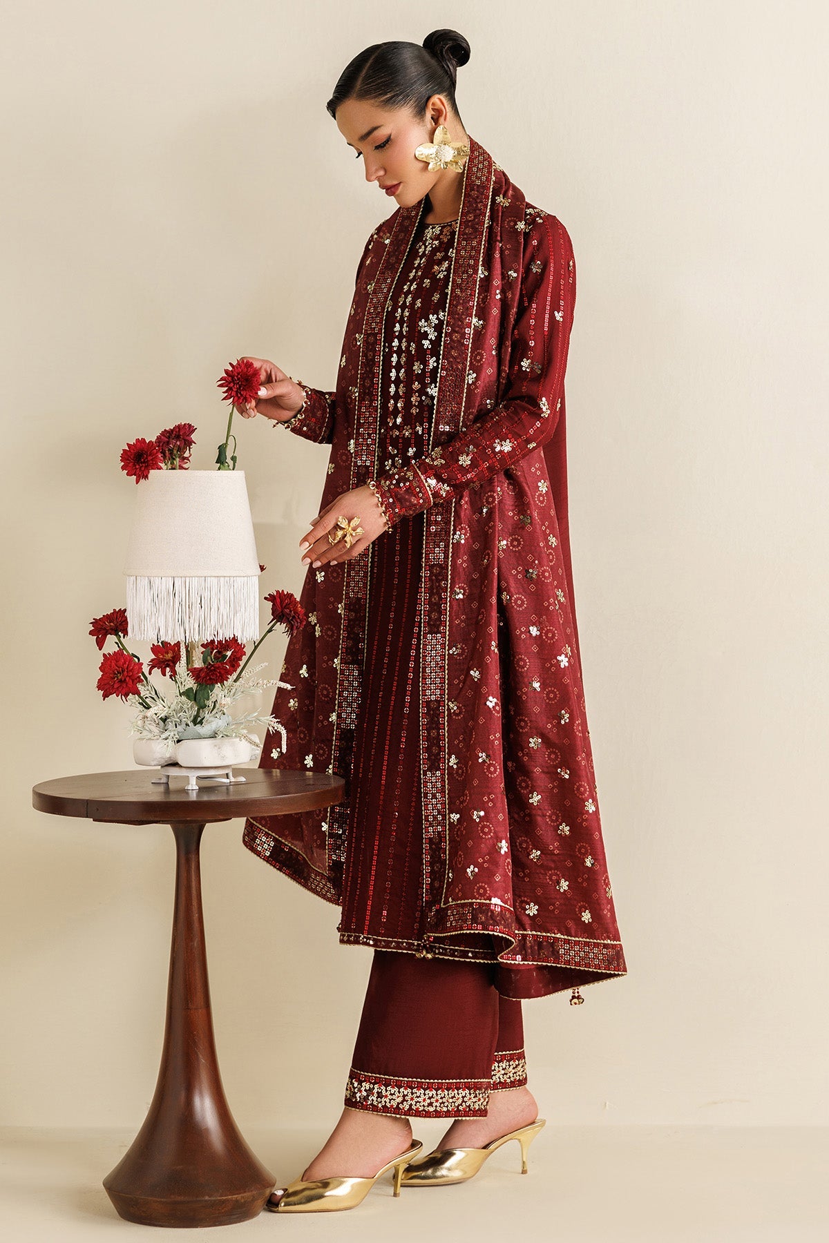 Embroidered raw silk UR-7070 by Jazmin – Pakistani party wear