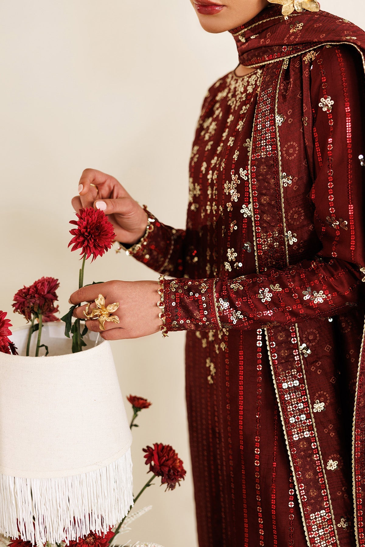Jazmin formals UR-7070 embroidered raw silk outfit