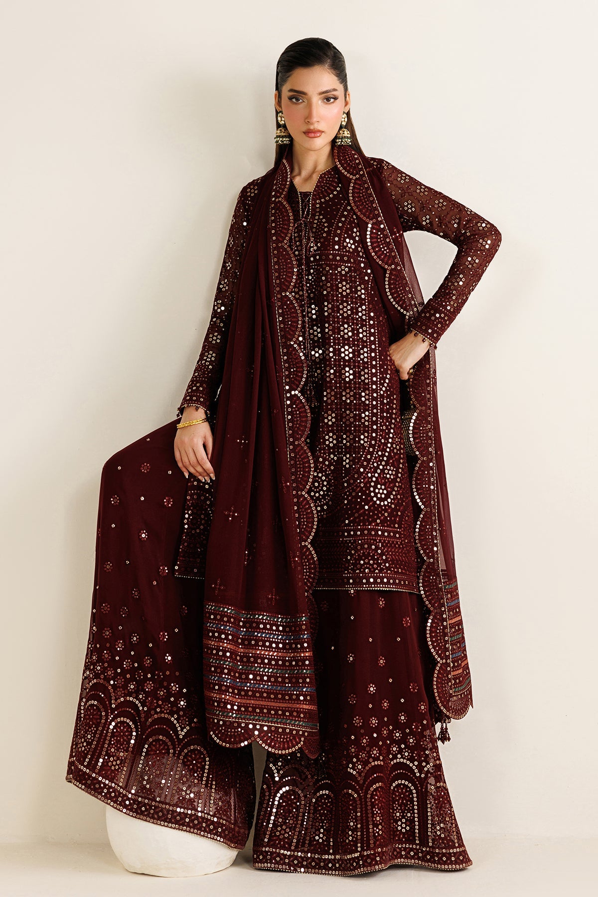 Jazmin UC-3126 embroidered chiffon Pakistani formal suit