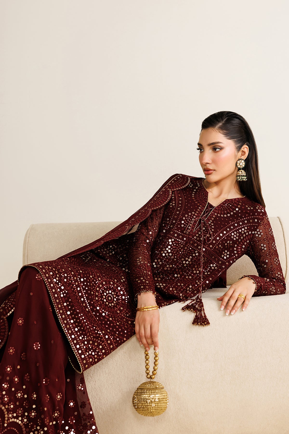 Jazmin UC-3126 embellished dupatta pallu border
