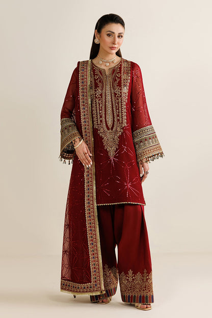 Jazmin UC-3124 chiffon formal with embroidered chiffon dupatta