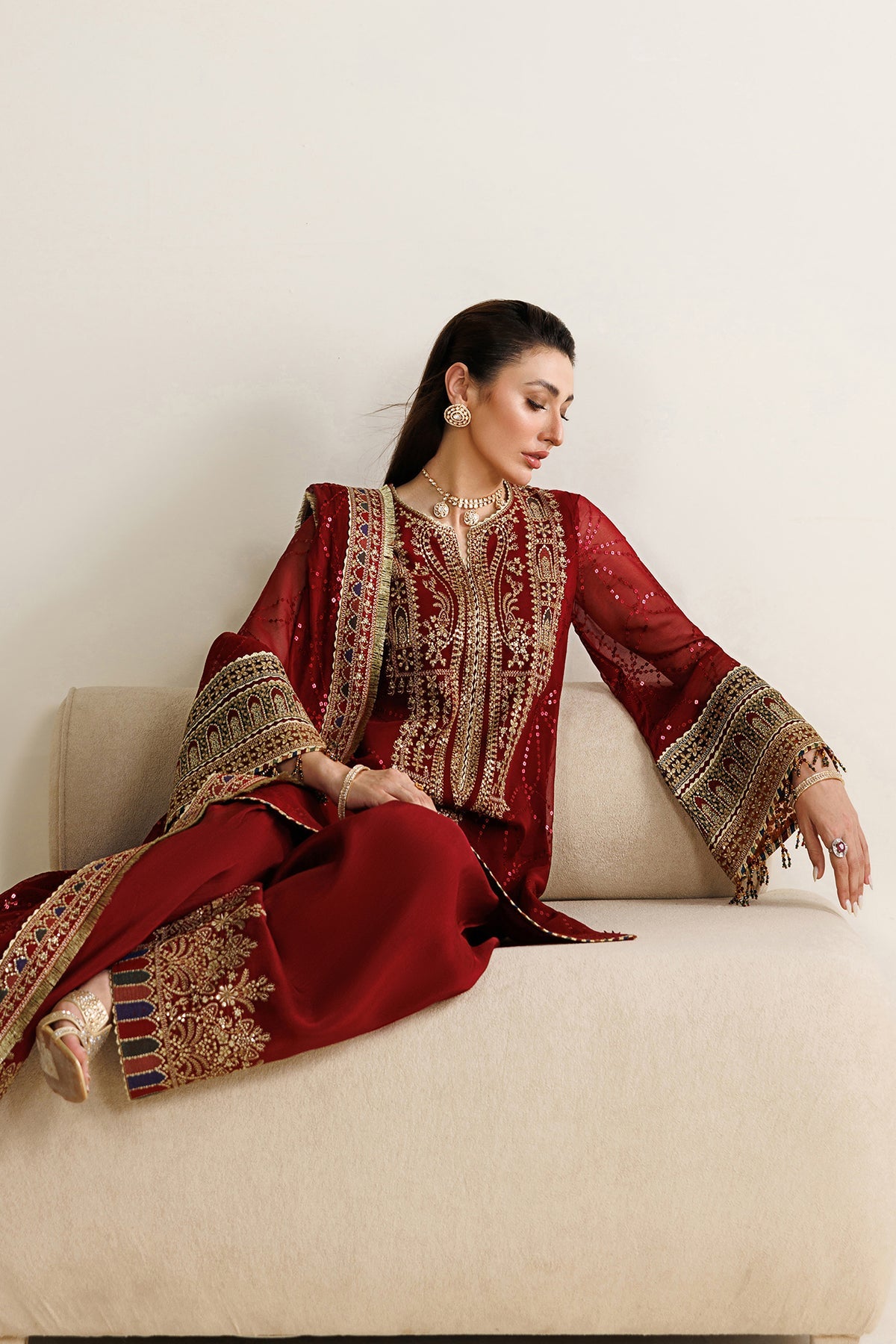 Jazmin UC-3124 embroidered chiffon Pakistani formal suit