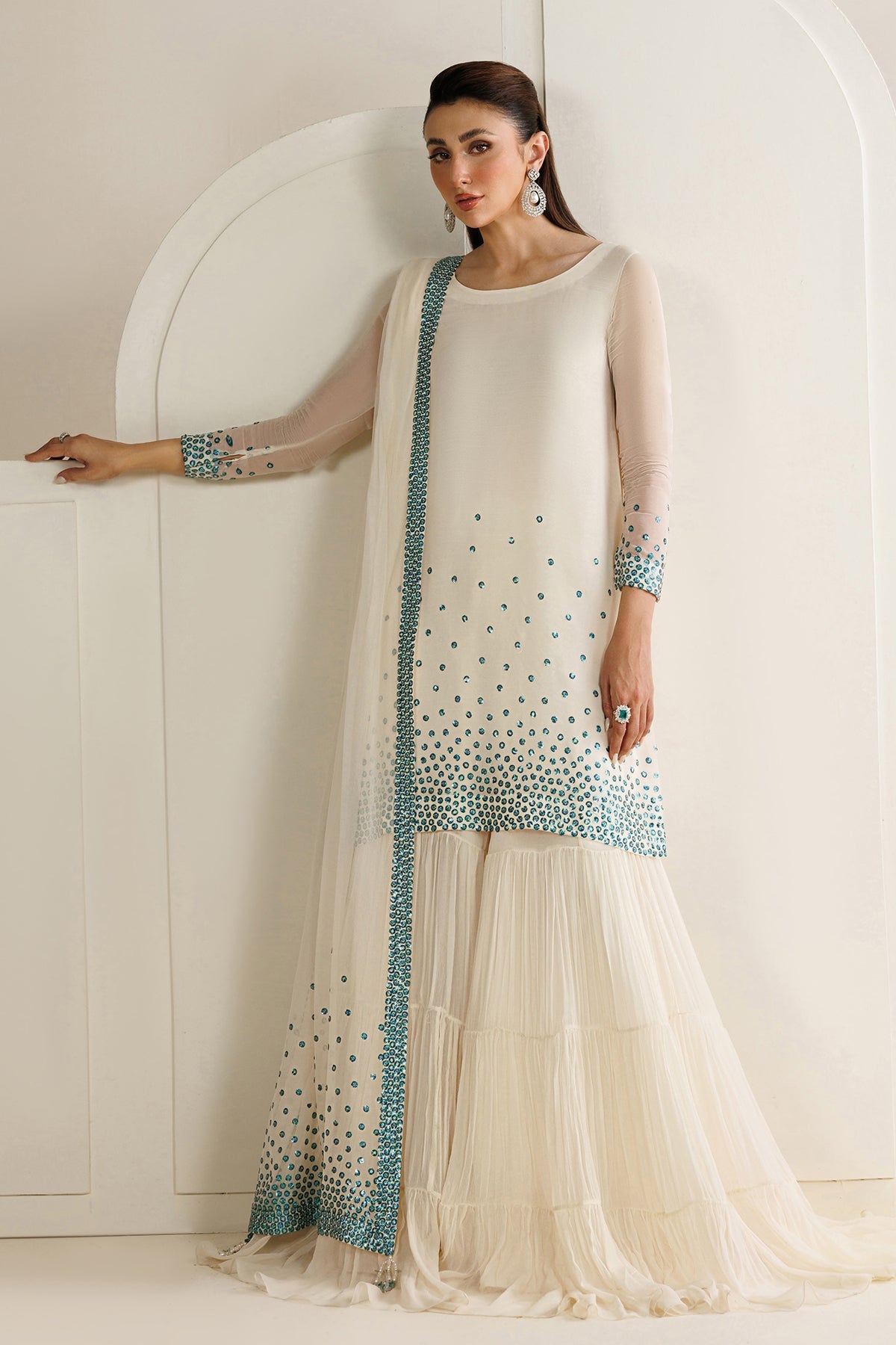 Jazmin UC-3133 chiffon formal with embroidered chiffon dupatta