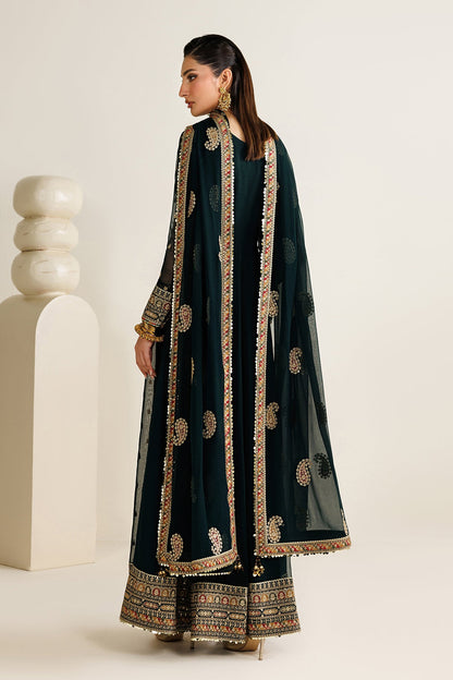 Jazmin UC-3128 three-piece chiffon formal with raw silk trouser