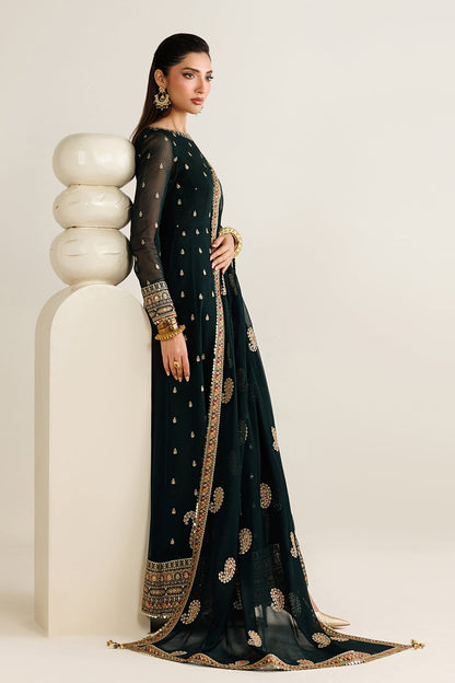 Jazmin UC-3128 chiffon formal with embroidered chiffon dupatta