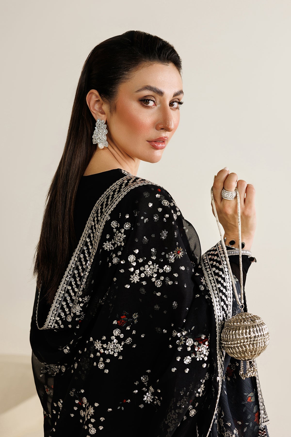 Jazmin UC-3127 chiffon formal with printed chiffon dupatta