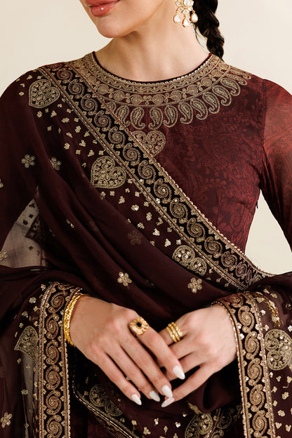 Jazmin UC-3130 three-piece chiffon formal with crushed raw silk trouser