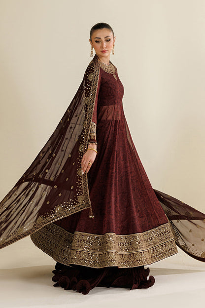 Jazmin UC-3130 chiffon formal with velvet-bordered dupatta