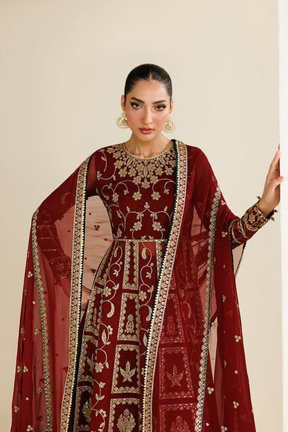 Jazmin UC-3132 three-piece chiffon formal with raw silk trouser