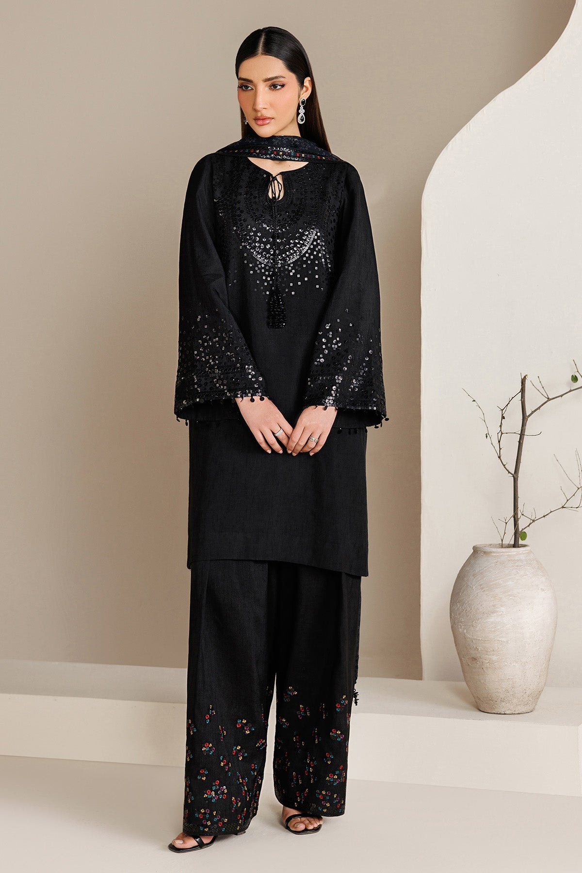 Pakistani embroidered raw silk formal UR-7081 by Jazmin