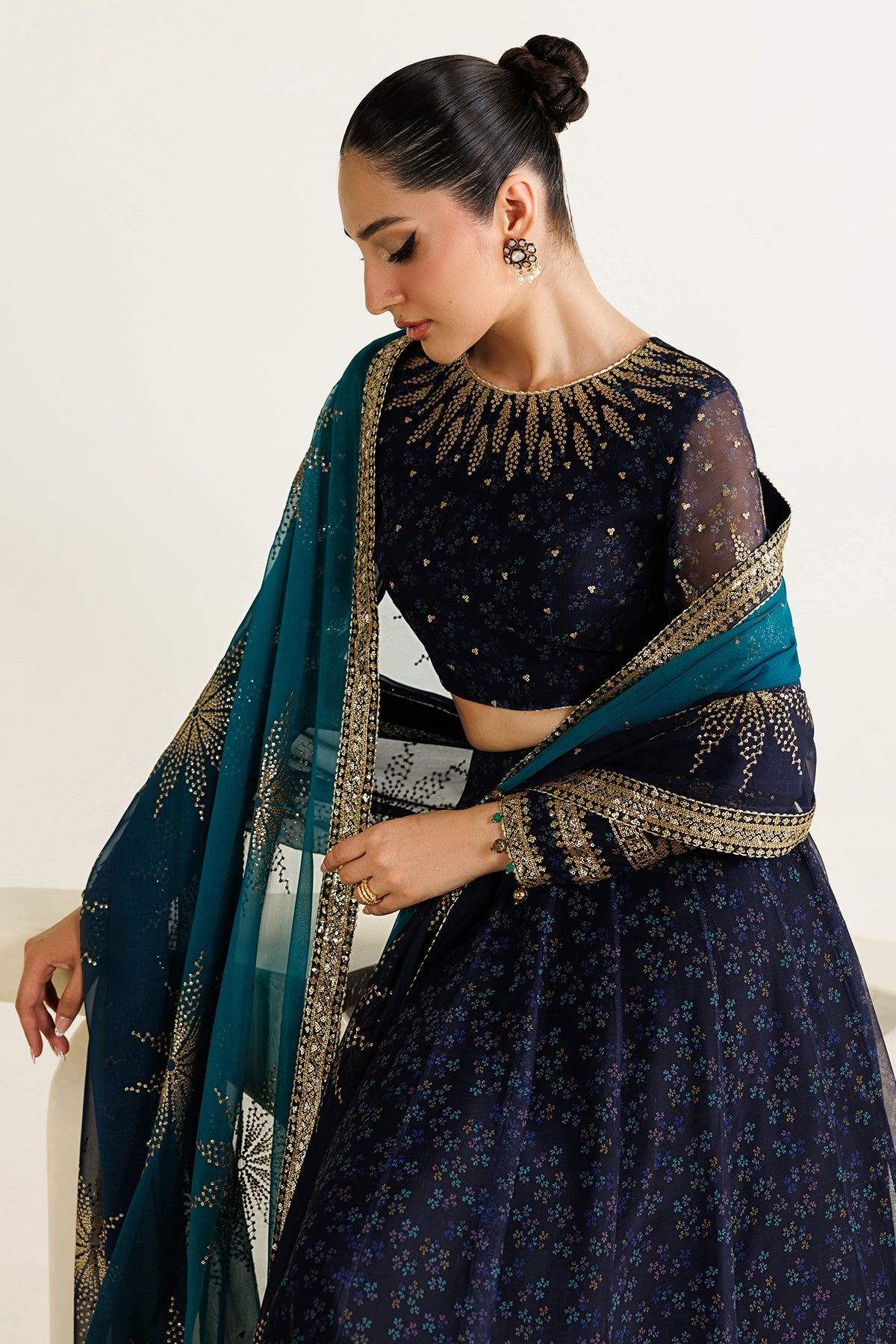 Jazmin formals UC-3103 printed chiffon outfit