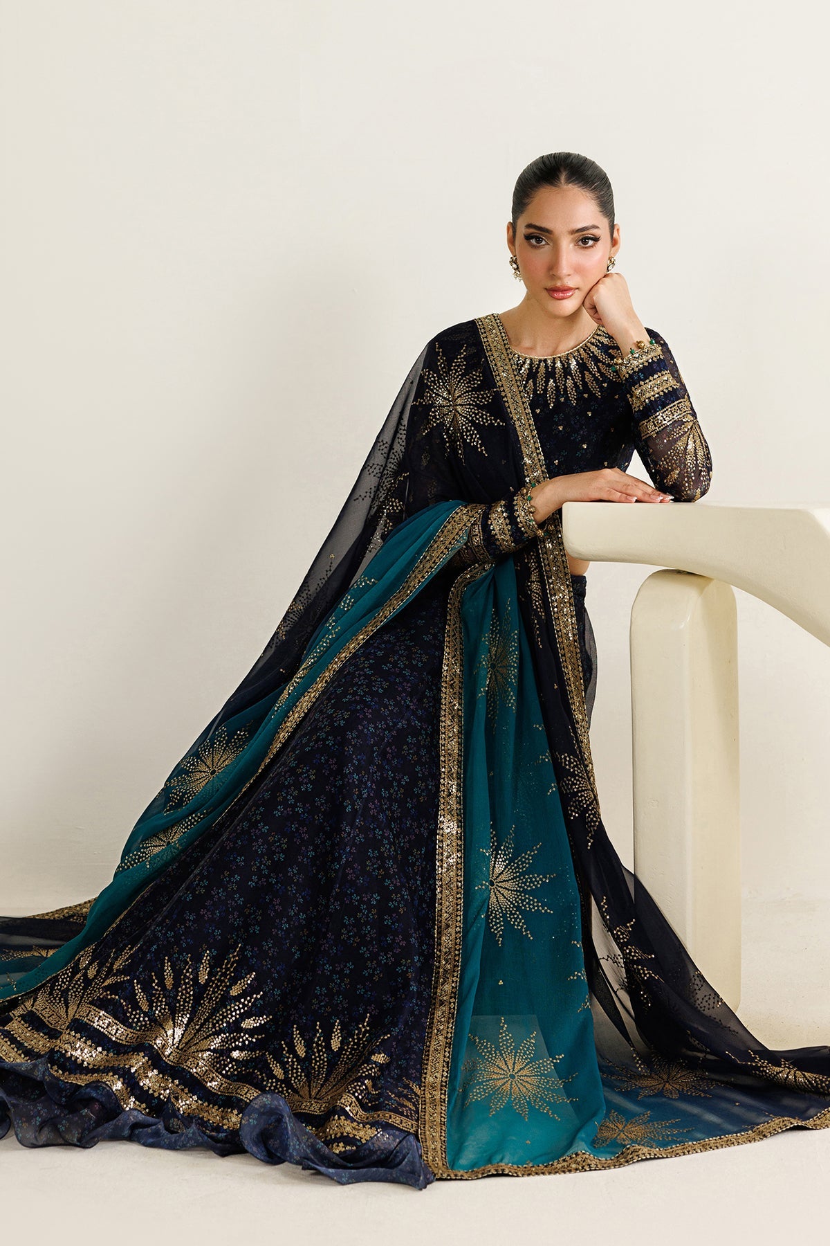 Jazmin UC-3103 embroidered printed chiffon Pakistani formal suit