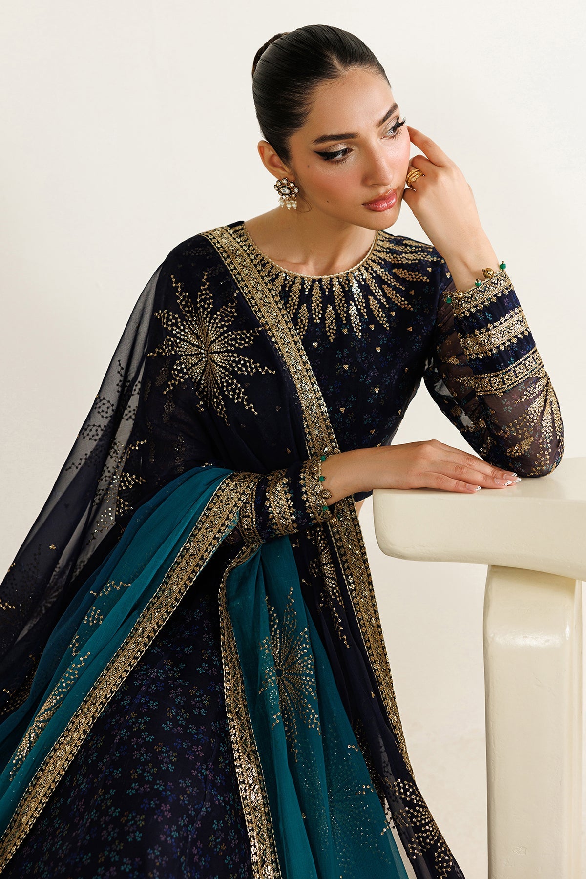 Jazmin UC-3103 embroidered printed chiffon suit at Raz Ruya