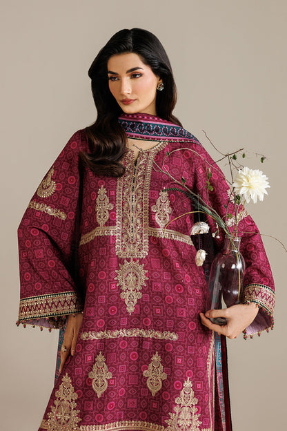 Jazmin UR-7074 embroidered printed raw silk Pakistani formal suit